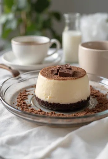 Torta Panna Cotta al caffè servita a fette