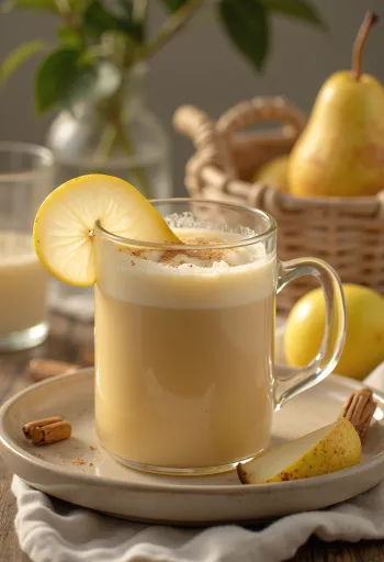 Sidro cremoso alla pera servito in bicchiere