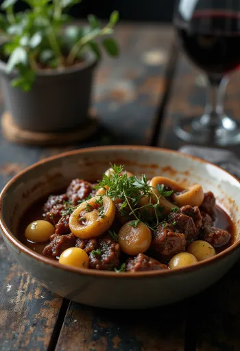 Boeuf Bourguignon servito con purè di patate