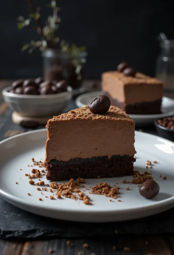 Torta mousse al cioccolato e caffè con decorazioni