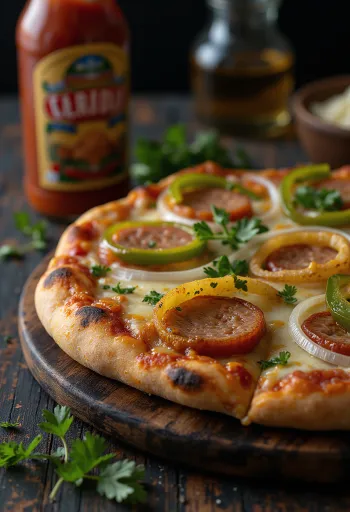 Pizza con salsiccia affumicata e coriandolo