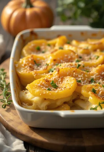 Gratin di patate e zucca servito