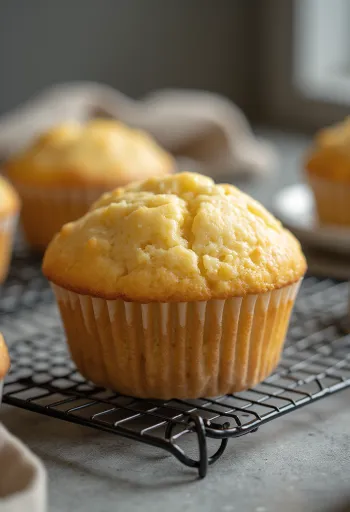 Muffin alla vaniglia dorati al forno, serviti nei pirottini di carta