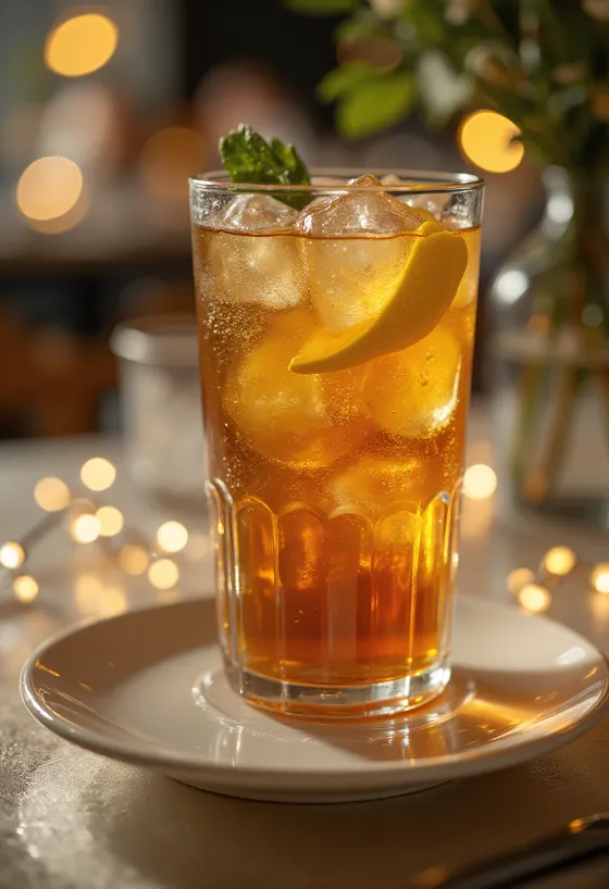 Cocktail Long Island Iced Tea decorato con fetta di limone