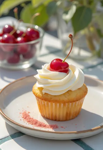 Cupcake alle ciliegie serviti