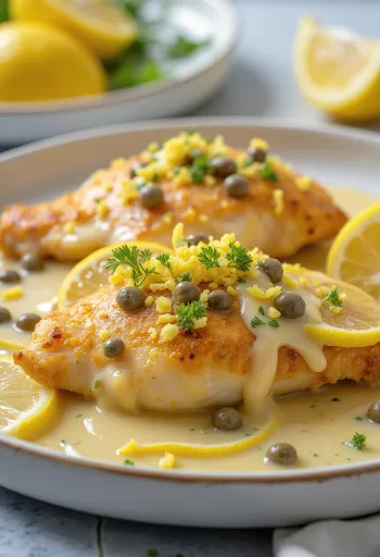 Piccata al Limone, petto di pollo al limone con capperi