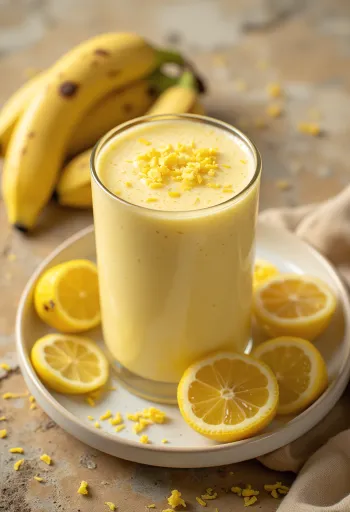 Smoothie banana e limone servito fresco