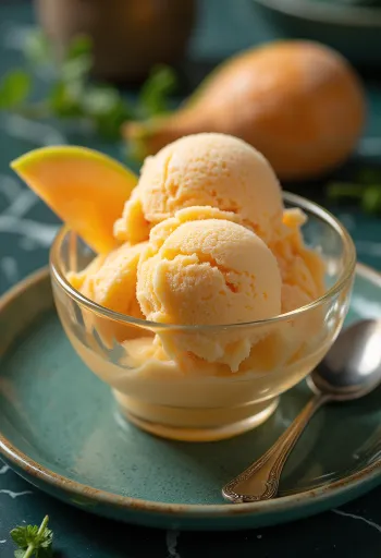 Gelato Cantaloupe Ice Cream servito