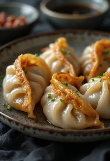 Char Siu Gyoza servito con salsa BBQ