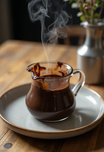 Salsa al cioccolato speziata servita con dolci