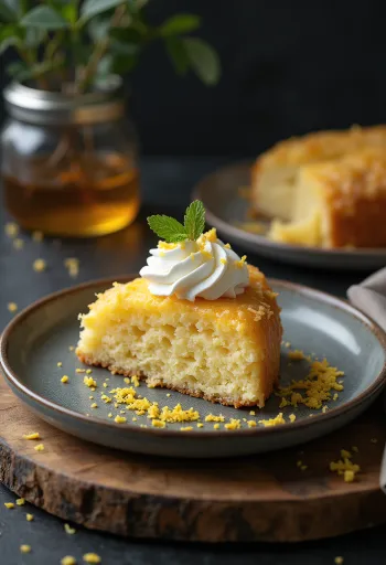 Torta con farina di cocco decorata con frutta fresca