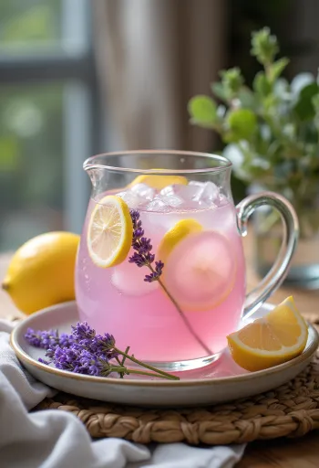 Limonata alla lavanda servita in bicchiere