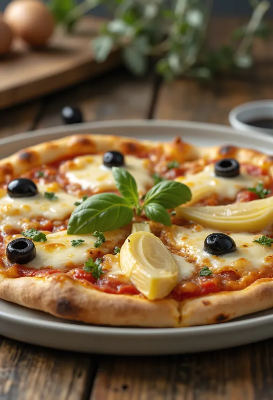Pizza ai Carciofi e Olive con carciofi e olive
