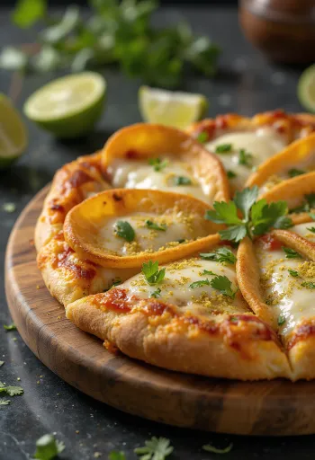 Pizza con fette di platano fritto e formaggio