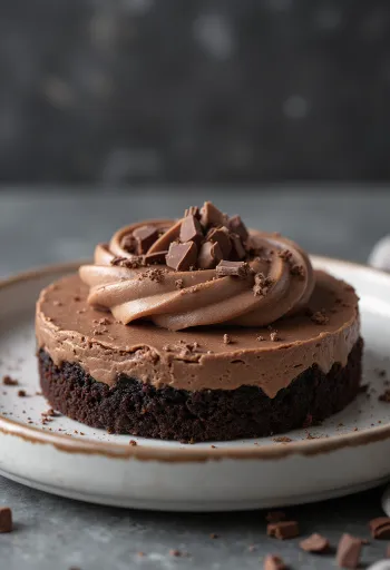 Torta mousse al cioccolato servita