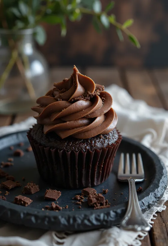 Cupcake alla crema di cioccolato serviti