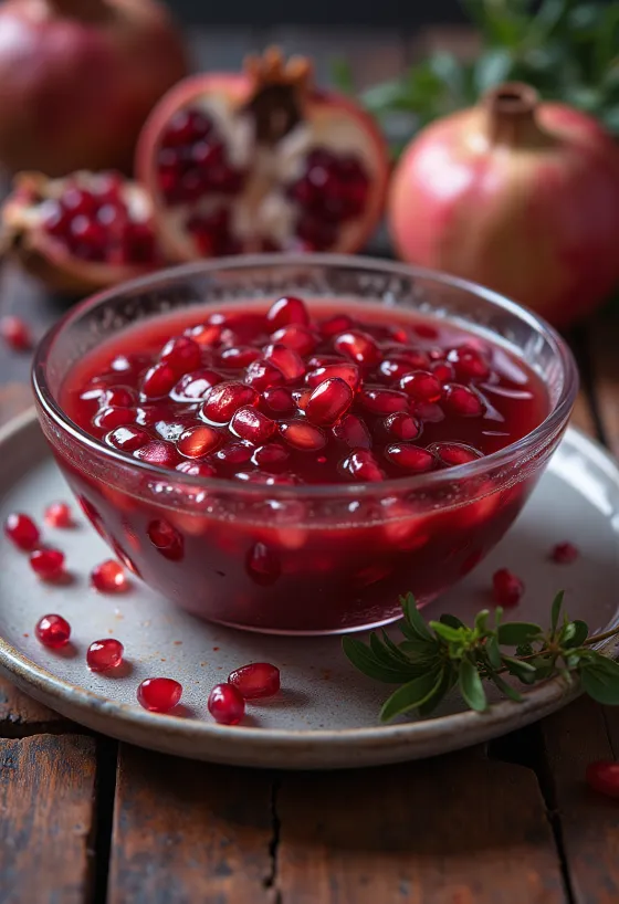 Salsa speziata al melograno servita