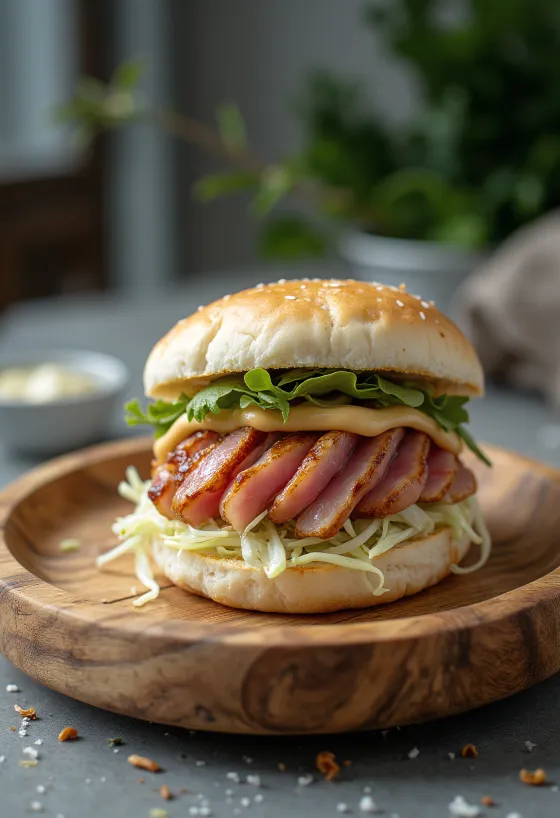 Bao bun con tonno e wasabi servito
