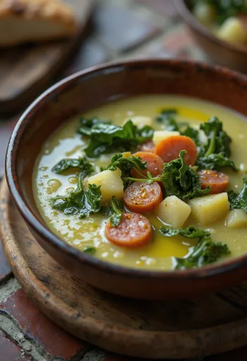 Zuppa Caldo Verde servita con salsiccia