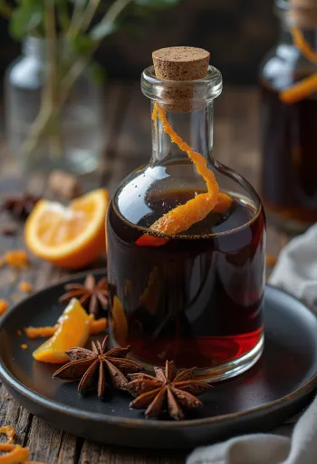 Liquore speziato ai fiori di sambuco servito in bicchiere