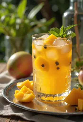 Sidro al mango e frutto della passione servito fresco