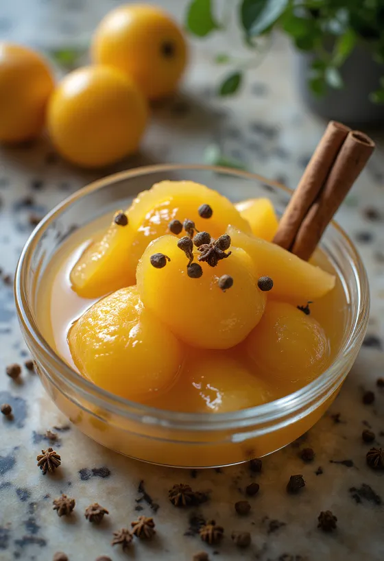 Composta di mele cotogne aromatizzata con cannella e chiodi di garofano