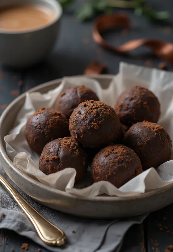Tartufi al cioccolato pronti per essere serviti