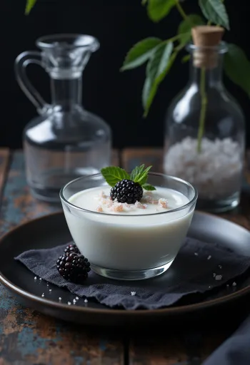 Panna cotta affumicata servita