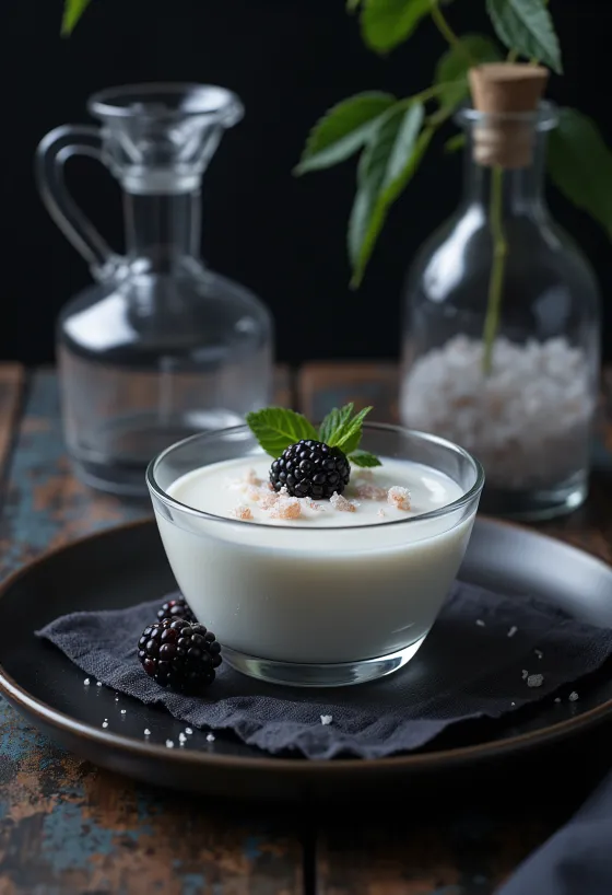 Panna cotta affumicata servita