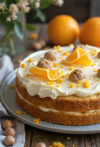 Torta castagne e arancia decorata