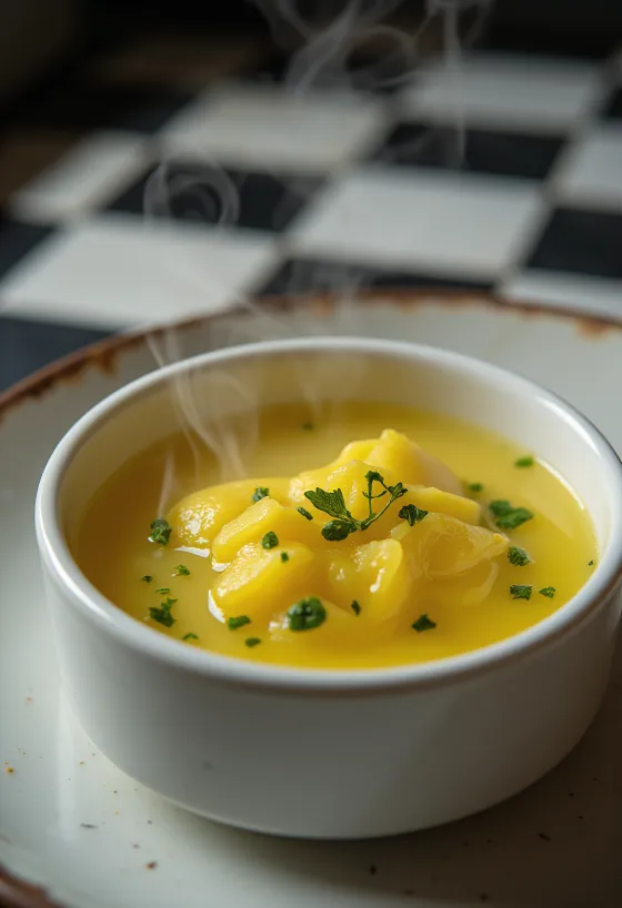 Salsa al burro e erbe aromatiche servita con pesce grigliato