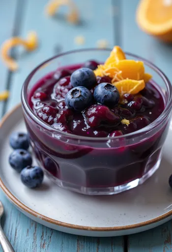 Salsa ai mirtilli e arancia servita