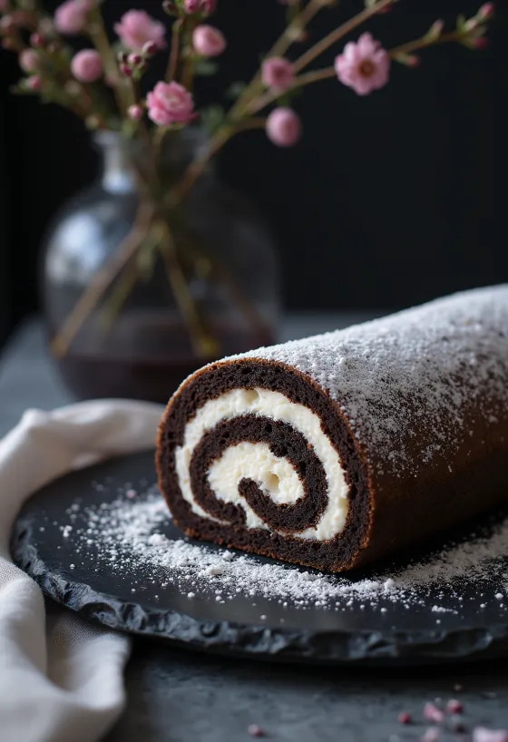 Bolo de Rolo alla panna, decorato con zucchero a velo