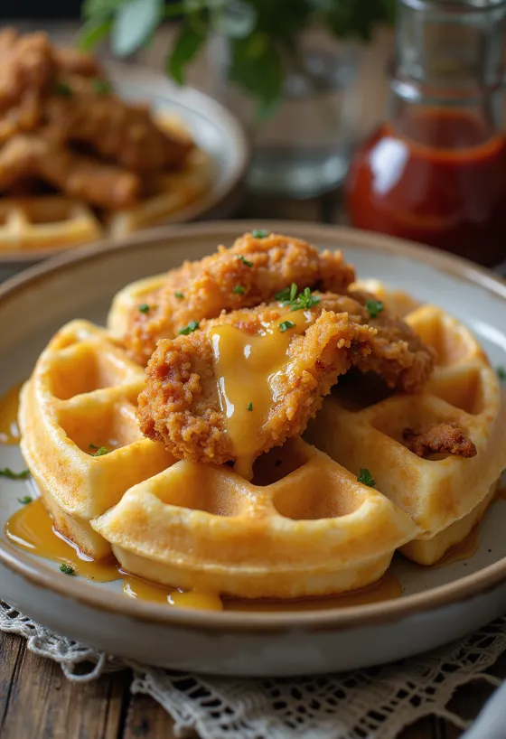 Waffle al Pollo servito