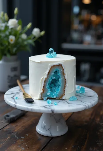 Torta Geode con cristalli di zucchero colorati