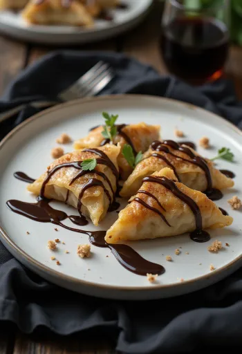 Gyoza dolci giapponesi alle castagne serviti con cioccolato