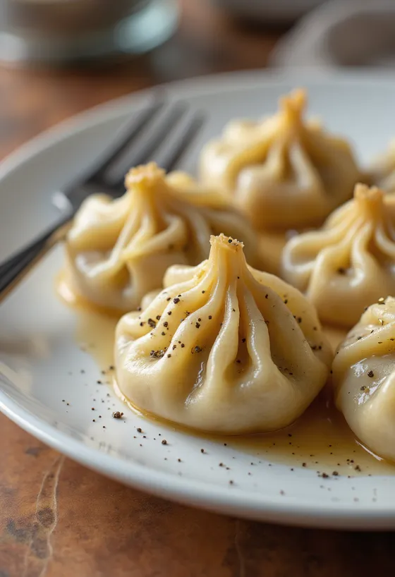 Khinkali ravioli di carne serviti