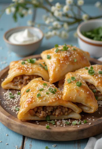 Samsa con cipolla, servita fresca