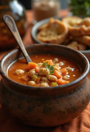 Zuppa di fagioli vegana alla paprika affumicata servita