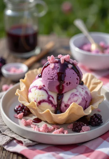 Cono gelato Cornetto Frutti di Bosco con salsa di frutta