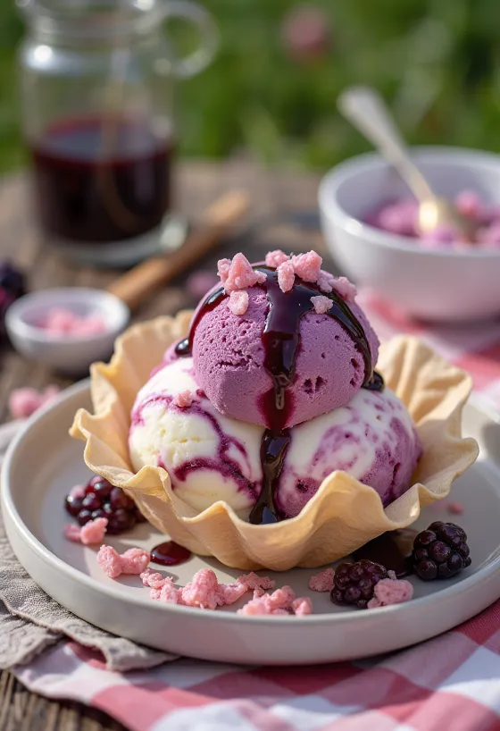 Cono gelato Cornetto Frutti di Bosco con salsa di frutta