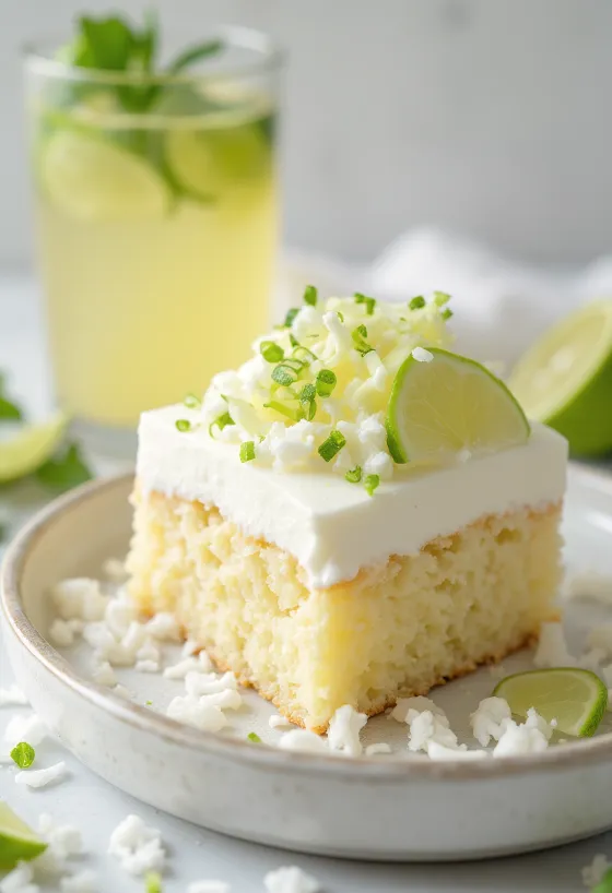 Torta al cocco e lime con decorazione