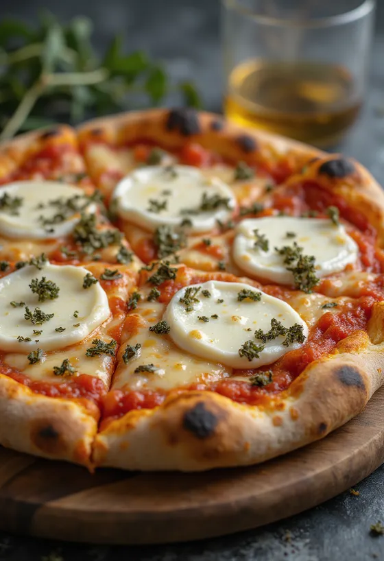 Pizza ai Formaggi di Capra con formaggi di capra e mozzarella