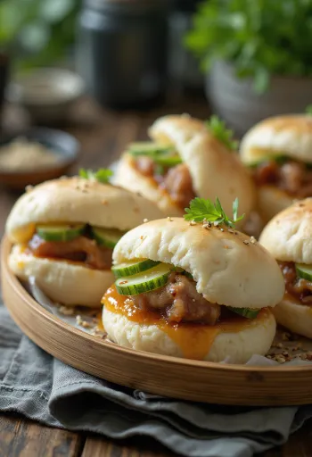 Pork belly buns serviti