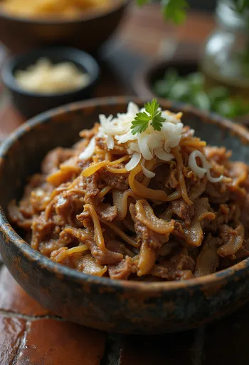 Carne Seca servita con riso e coriandolo fresco