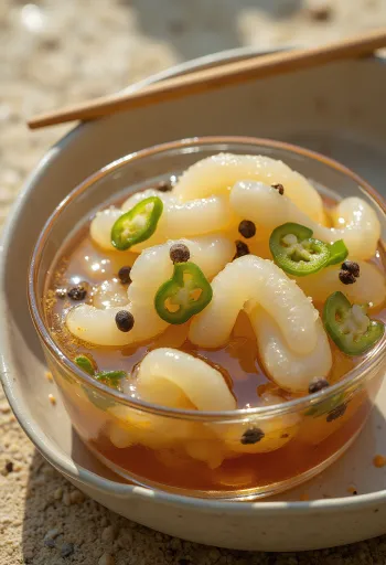 Cetriolo di mare piccante sott'aceto in barattolo