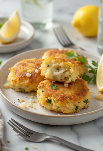 Croccante fishcake all'aneto, fritta dorata servita su un piatto