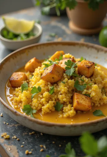 Quinoa al curry con tofu e lime