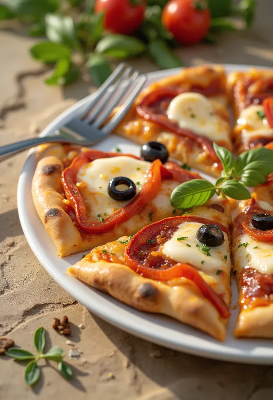 Pizza Española con chorizo, peperoni rossi e olive