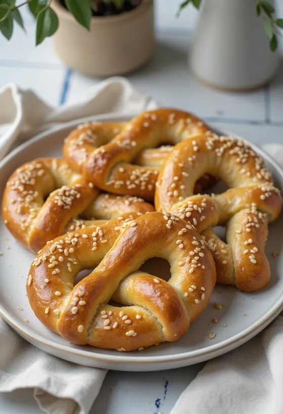 Bretzel al rosmarino servito